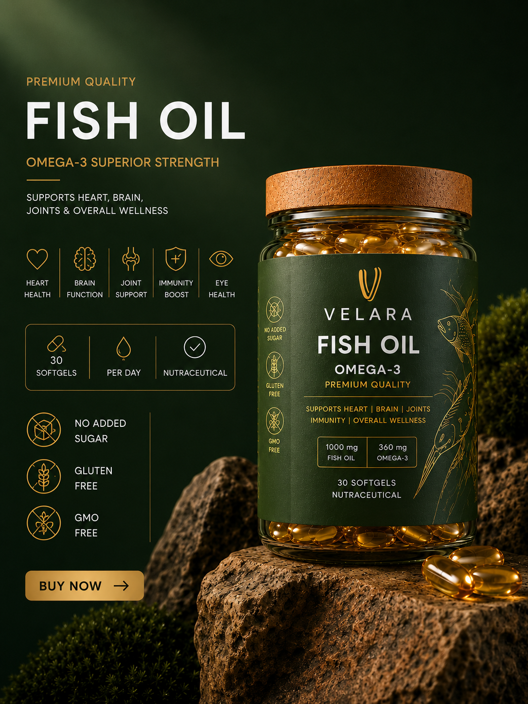 Fish Oil Omega-3 Supplement - 30 Tablets
