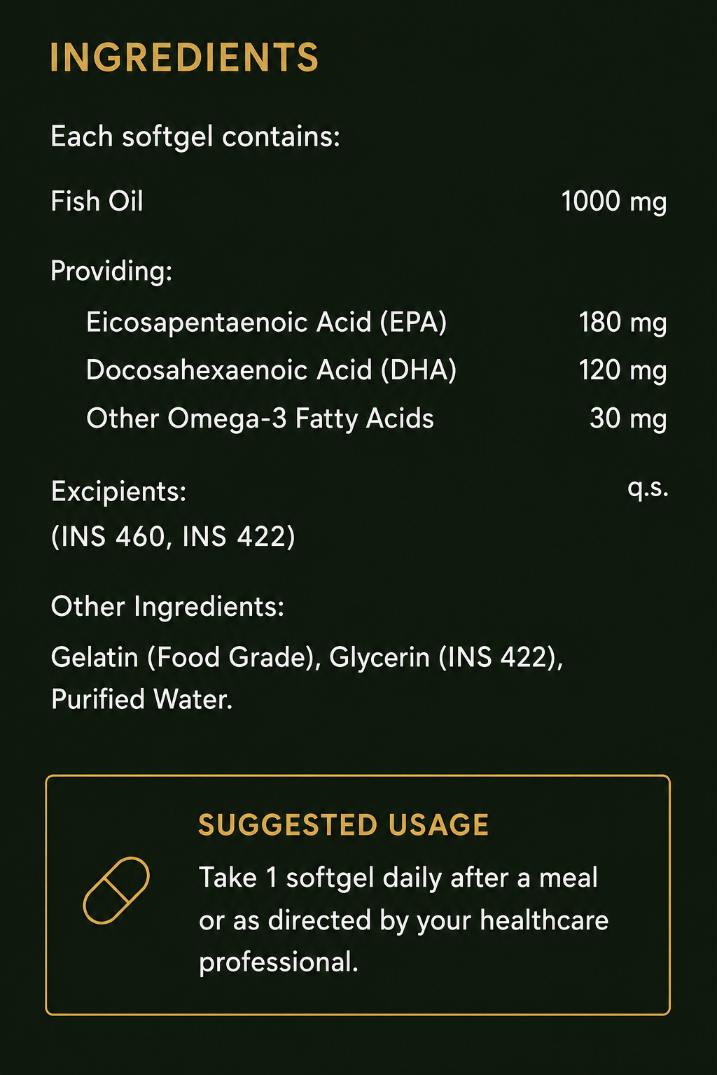 Fish Oil Omega-3 Supplement - 30 Tablets